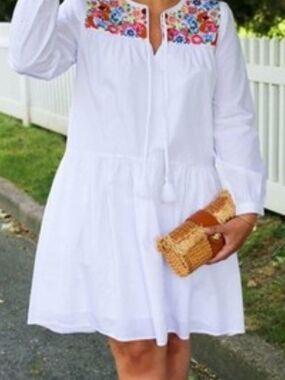 J. Crew Cotton Poplin Tunic Dress Boho White Farmers Market